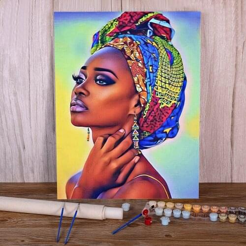 African Woman DIY Paint By Numbers Complete Kit Oil Paints 50*70 Oil Painting Handmade Crafts For Adults For Wholesale