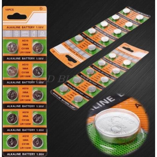 Button Coin Cell Battery AG10 1.5V Watch Batteries SR54 389 189 LR1130 SR1130 Toys Control Remote Drop Shipping