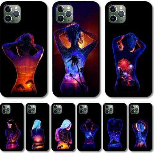 Creative Phone Case cover For iphone 12 pro max 11 8 7 6 s XR PLUS X XS SE 2020 mini black cell shell