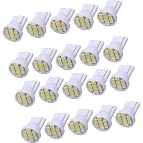20 Pieces T10-1206-8SMD Auto Car Interior Gauge Wedge Light Lamp Bulb - White
