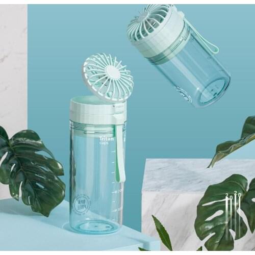 Summer Outdoor Water Bottle Cycling Bike Travel Sports Camping Hiking Portable Plastic Drinking Water Bottles With Electic Fan