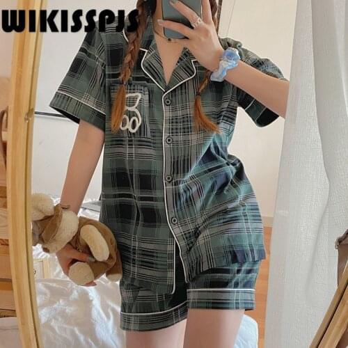 Summer Cute Short Sleeve Shorts Two Piece Home Clothes Fashion Two Piece Set Summer Pajamas for Teen Girls Kawaii Pajama
