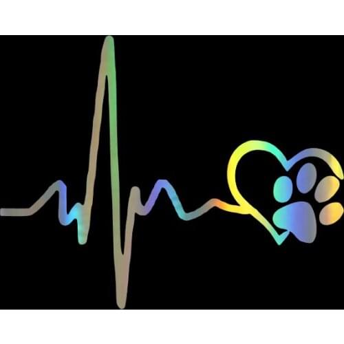 Fashion 3D 13CM*10.3CM Heartbeat Love Dog Footprints Decals 3D Stickers on Car Reflective Motorcycle Car Styling Car Sticker