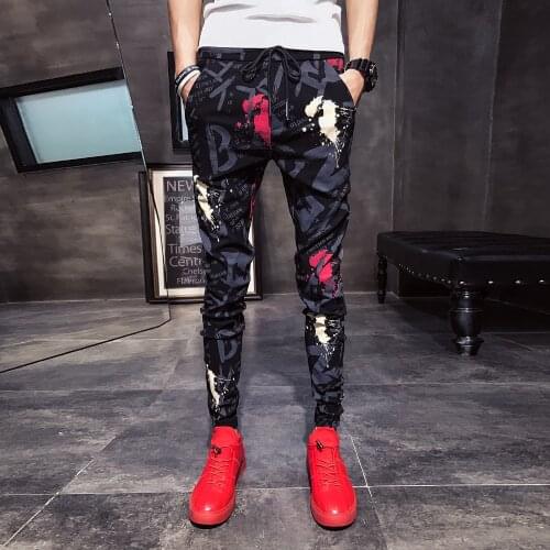 Men Clothes 2021 Summer New Harem Pants Men Slim Fit Casual Men Floral Pants Drawstring Young Mens Joggers Hip Hop Trousers 33