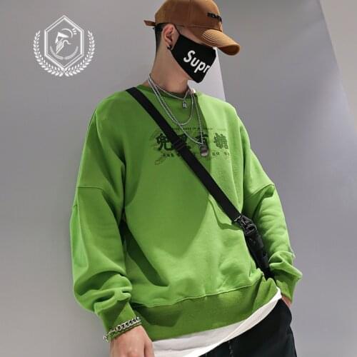 Men Fashion Loose Print Casual Pullover Hip Hop Sweatshirts