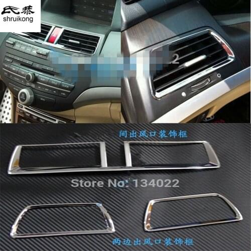 3pcs/lot car stickers of Air conditioning tuyere ABS Chrome sequins for HONDA accord 8th MK8 2008 2009 2010 2011 2012 2013