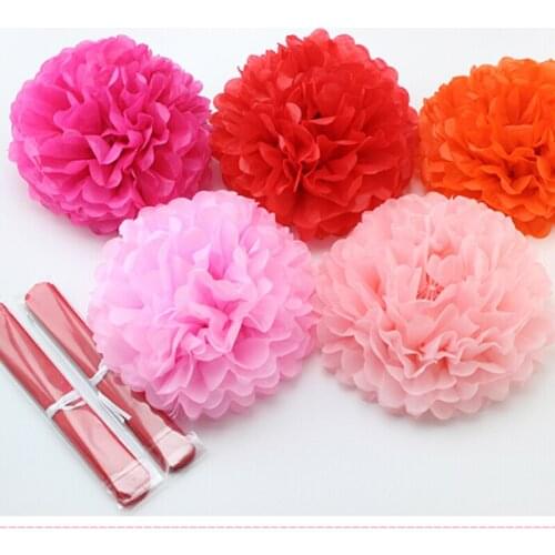 New 5Pcs/lot 6"15cm Tissue Paper Pom Poms Flower Balls Wedding Party Tissue Paper pom poms Wedding Party Decoration Craft Flower