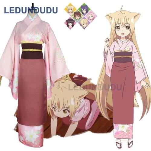 New Anime Konohana kitan Cosplay Costume Yuzu Cospaly Yukata Kimono Women Dress for Halloween