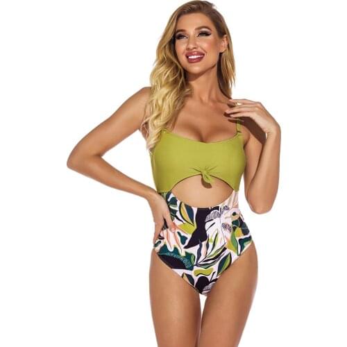 New All-in-one Printed One-piece Womens Swimsuit Bikini Sexy Womens Swimsuit Lace-up Surfing Suit 2021 New Beach Swimsuit