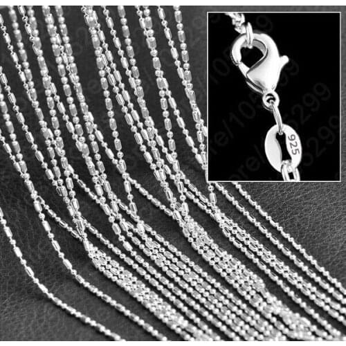 925silver plated 1pcs bamboo chain necklace for engagement length 16-30 inch new cheap beads necklace chains wholesale