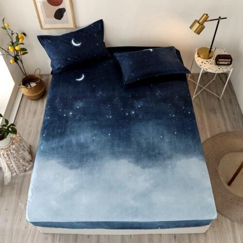 3pcs Fitted Sheet Double/Queen/King Size Night Sky Sabanas Simple Style Bedding Linen With Pillowcases Bed Sheet Sets
