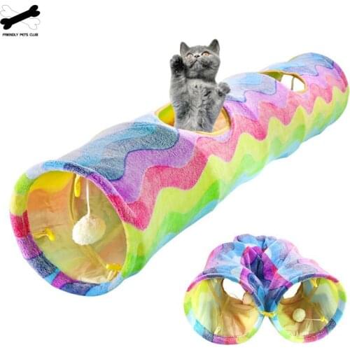 Rainbow Cat Tunnel Scratch-resistant Cat Training Toy Foldable Rabbit Hole Indoor Outdoor Pet Tube