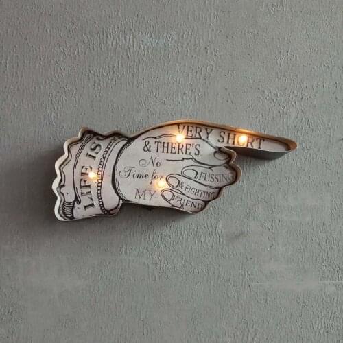 Retro iron finger LED light arrow sign