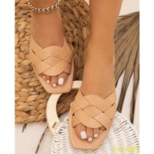 Hot Sale 2020 Womens Summer Shoes Flat Sandals Outdoor Beach Slippers Fashion Casual Comfortable Plus Size 41