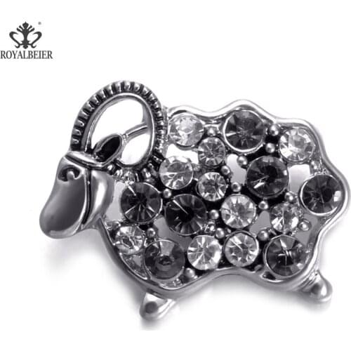 Mixed design Rhinestone Eyes Elephant Shape Metal Charms 18mm Snap Button Jewelry For Snap Bracelet Snaps Jewelry KZ1025