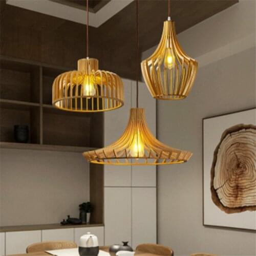 Modern Nordic Original Wood Pendant Light Bird Nest Designer Bar Dining Room Restaurant Drop Lamp 2554