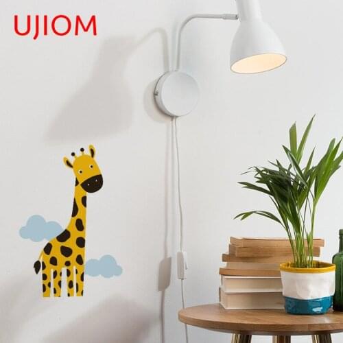 UJIOM Cartoon Giraffe Door Sticker Living Room Decor Bedroom Accessories Wall Stickers Moisture Proof Kitchen Bathroom Decals