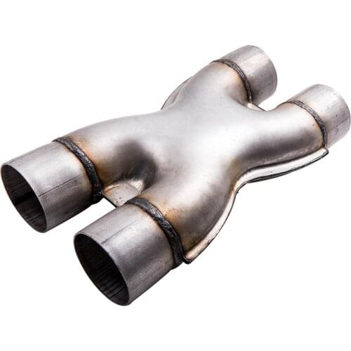 Universal X-Pipe Exhaust Tip 2.5" Dual Inlet 2.5"inch Outlet Crossover Tail Pipe