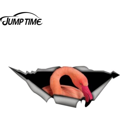 Jump Time 13cm x 4.8cm Flamingo car decal Sticker 3D Pet Graphic Vinyl Decal Car Window Laptop Bumper Bird Car Stickers