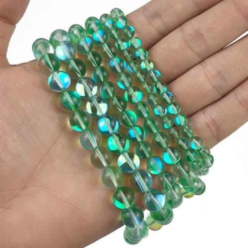 JHNBY Green Labradorite Natural ShimmerStone 6/8/10MM charms Round Spacers Loose beads for Jewelry making bracelets DIY Findings