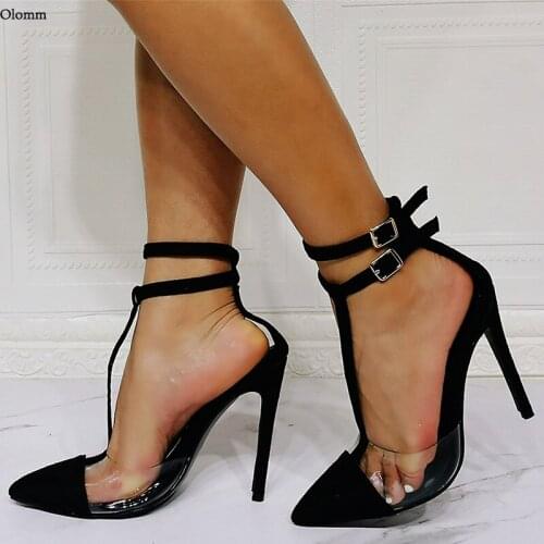 Olomm Handmade Women Summer Pumps Faux Suede Sexy Stiletto Heel Pointed Toe Elegant Black Party Dress Shoes Women US Size 5-15