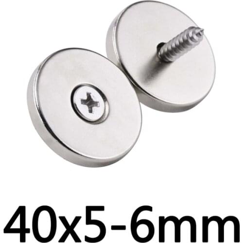 1/2/5PCS 40x5-6 mm Powerful Magnet 40*5 mm Hole 6mm Round Countersunk Magnetic 40x5-6mm Neodymium Disc Magnets 40*5-6 mm 40x5