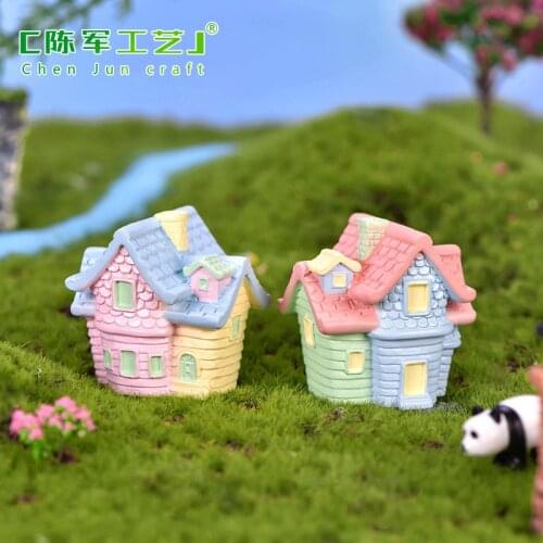 1PC 4styles Mini House villa Woodland Fairy Figurines Castle DIY Fairy Garden Miniatures Castles Terrarium Figurines