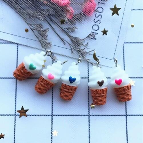 10pcs Kawaii resin Fashion Ice cream Charms for DIY decoration neckalce earring key chain Jewelry Making