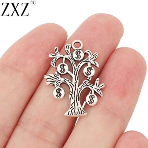 ZXZ 10pcs Tibetan Silver Money Tree Charms Pendants for Necklace Bracelet Jewelry Making Findings 29x22mm