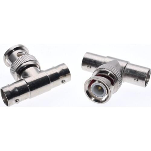 10pcs BNC Male Plug to 2 BNC Female Jacks Straight Convert Connector T Adapter BNC Connector 3 Way Splitter