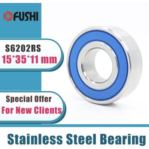 10PCS S6202RS Bearing 15*35*11 mm ABEC-3 440C Stainless Steel S 6202RS Ball Bearings 6202 Stainless Steel Ball Bearing