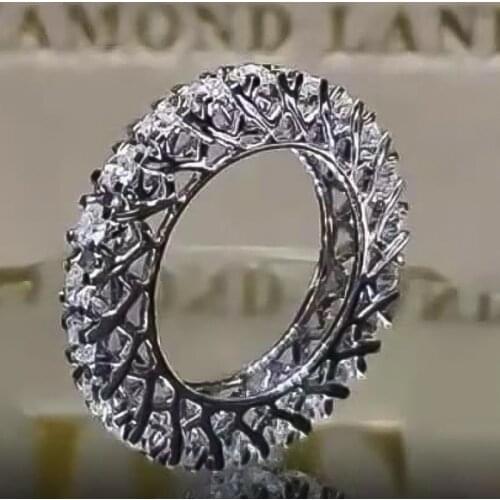 2021 Classic Luxury AAA White Zircon Hollow Wedding Rings For Women Silver Plated Female Bride Jewelry Valentine Party Gifts