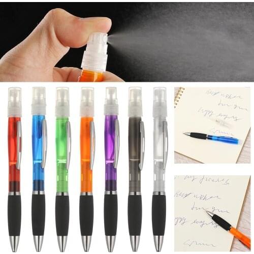 3ml Portable Multifunction Spray Ballpoint Pen Plastic Disinfectant Pen With Mini Refillable Travel Perfume Bottle Stationery
