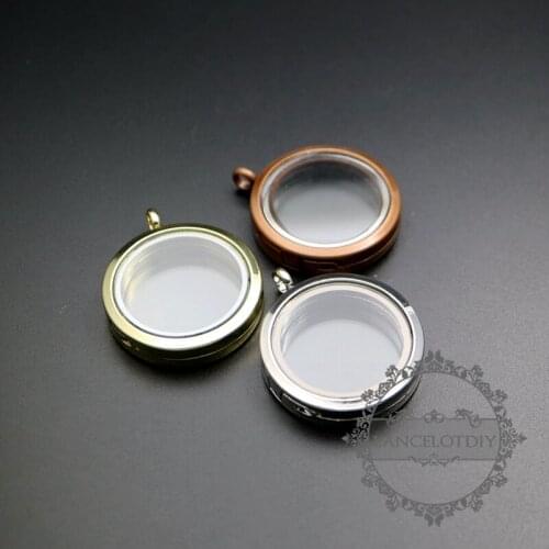 30mm silver,copper red,gold color alloy round photo locket glass charm floating pendant charm 1161030