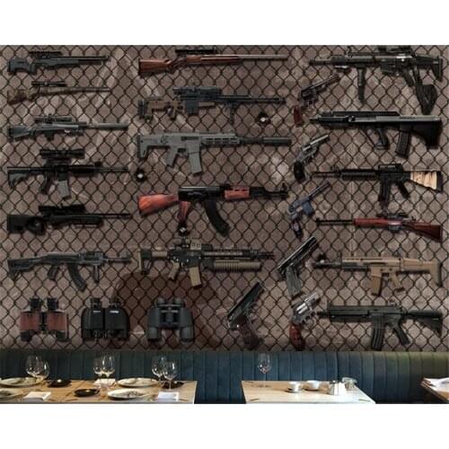 Beibehang papel de parede 3d mural Custom Fashion Photo Mural Various Weapon Guns Wallpaper Wall Design wallpaper for walls 3 d