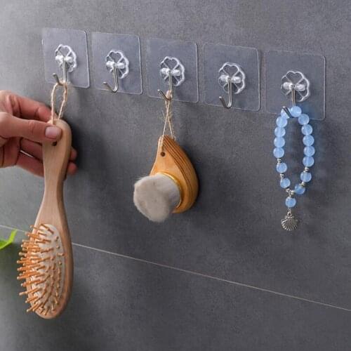 5pcs/10pcs/20pcs Super Glue Hook Transparent Strong Self Adhesive Door Wall Hangers Hooks Wall Mount Hanger Hook Accessories