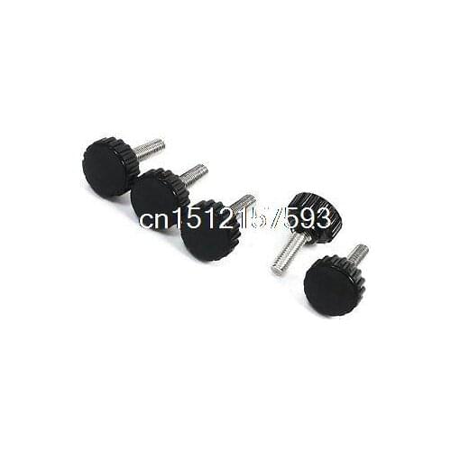 5pcs Black Machine M5 x 16 x 20mm Male Thread Knurled Grip Knobs
