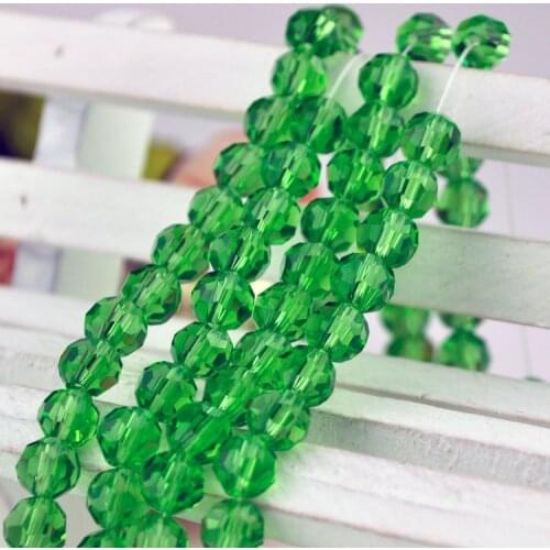 70pcs 8mm Grass Green Color Round Ball Faceted Crystal Loose Spacer DIY Beads Crystal Glass Jewelry Beads DIY
