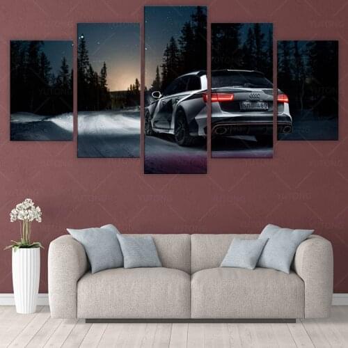 Audi RS6 3 Landscpae Supercar sports Oil Painting Canvas Printings Printed On Home Wall Art home room Decoration Pictures frame