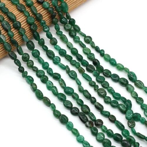 Fine Natural Stone Bead Irregular Green Apatite Loose Hole Beads for Jewelry Accessories Making Women Bracelet Necklace Crafts