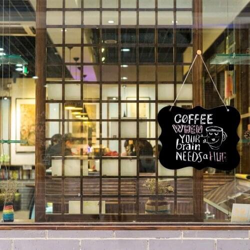 Hanging Wooden Black Board Decorative Ornament Double Sided Erasable Message Chalkboard Wordpad Home Door Pendant Decor 1 PC