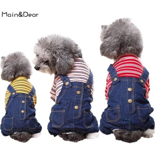 Double-layer Quilted Pet Denim Suit Handsome Warm And Comfortable Puppy Clothes Thicken Jeans Schnauzer Clothes