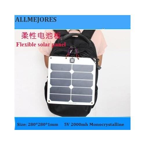 Flexible Monocrystalline solar panel 5V 2A 10W With regulator 21% efficiency solar cell using for trval mobile phone charger