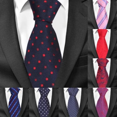 Classic Neck Ties for Men Casual Polyester Woven Suits Tie Gravatas Mens Neckties For Business Wedding 8cm Width Men Ties