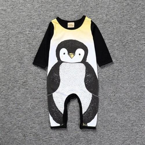 Newborn Baby Boys Girls Romper Toddler 2019 Baby Cute Penguin Cartoon Infant Rompers Long Sleeves Toddler Jumpsuits