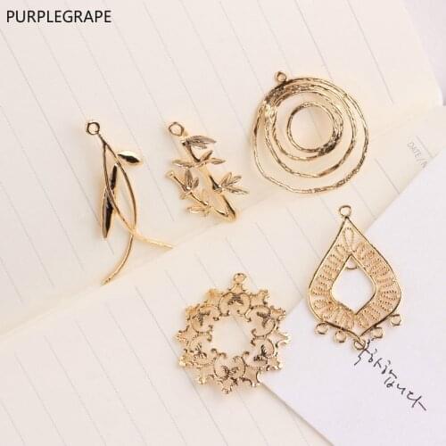 Copper plated 18K gold color earrings diy earrings jewelry accessories necklace pendant tree branches dream catcher 4pcs