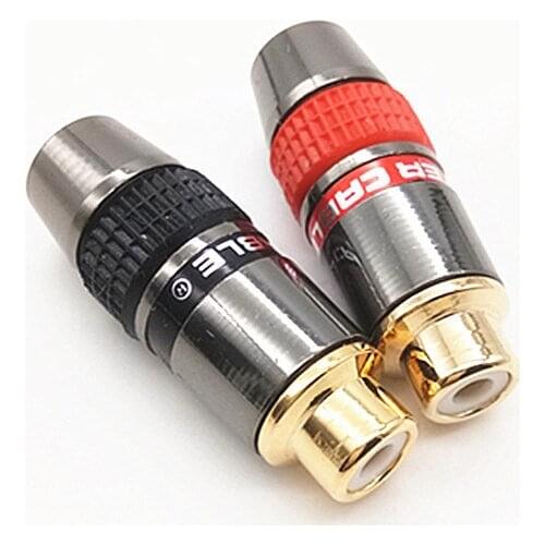 Copper gold plated RCA female plug lotus female welding plug AV audio and video extension socket RCA connector