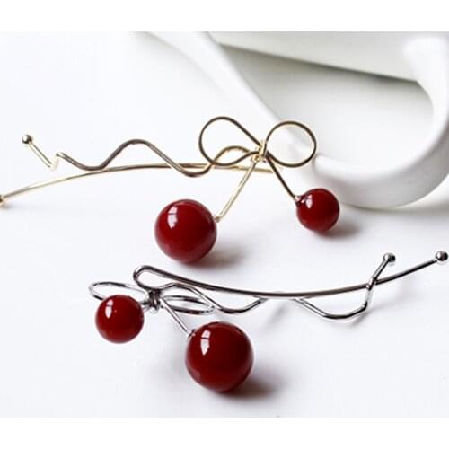 Sweet Women Girls Korean Style Hairpin Cherry Shaped Bow Hairgrip Twist Hair Clip Bowknot Hairpin Barrette Hair Accessories