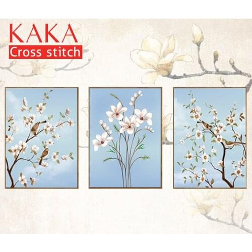 KAKA Cross stitch kits Embroidery needlework sets with printed pattern,11CT canvas,Home Decor for garden House,5D Flowers