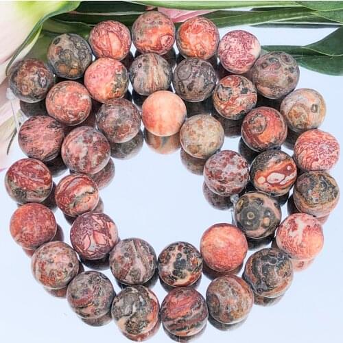 Natural Stone Leopard Skin Jaspers Round Loose Spacer Beads For Jewelry Making DIY Bracelet Necklace Accessories 4/6/8/10/12mm
